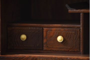 アンティーク家具　和製アンティーク　前面欅材!古い木製の脚付き時代箪笥ローボード