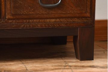 アンティーク家具　和製アンティーク　前面欅材!古い木製の脚付き時代箪笥ローボード