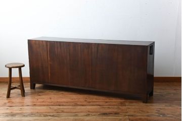 アンティーク家具　和製アンティーク　前面欅材!古い木製の脚付き時代箪笥ローボード