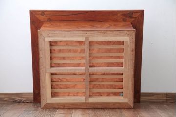 アンティーク雑貨　中古　民芸家具　テーブルとしても使える!総欅材の蓋付き関西火鉢