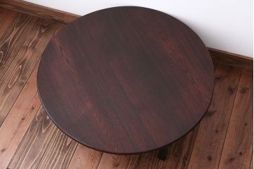 レトロ家具　昭和レトロ　古い木製のアンティーク丸型ちゃぶ台(1)