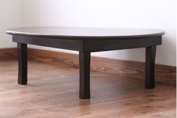 レトロ家具　昭和レトロ　古い木製のアンティーク丸型ちゃぶ台(1)