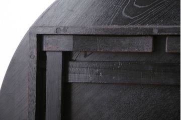 レトロ家具　昭和レトロ　古い木製のアンティーク丸型ちゃぶ台(1)