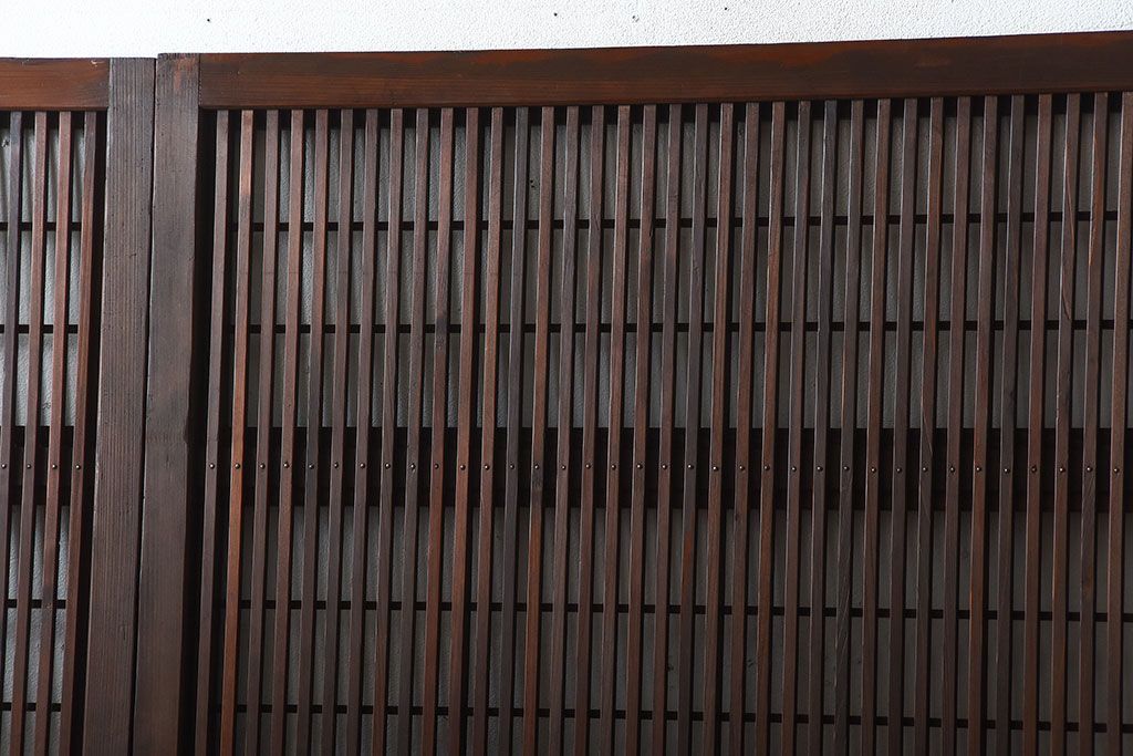 アンティーク　モールガラス入り!古い木の格子戸4枚セット