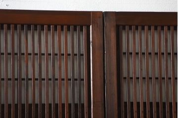 アンティーク　モールガラス入り!古い木の格子戸4枚セット