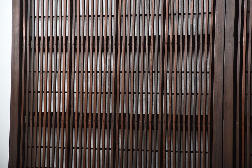 アンティーク　モールガラス入り!古い木の格子戸4枚セット