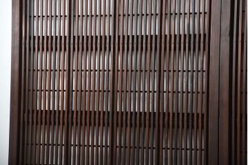 アンティーク　モールガラス入り!古い木の格子戸4枚セット