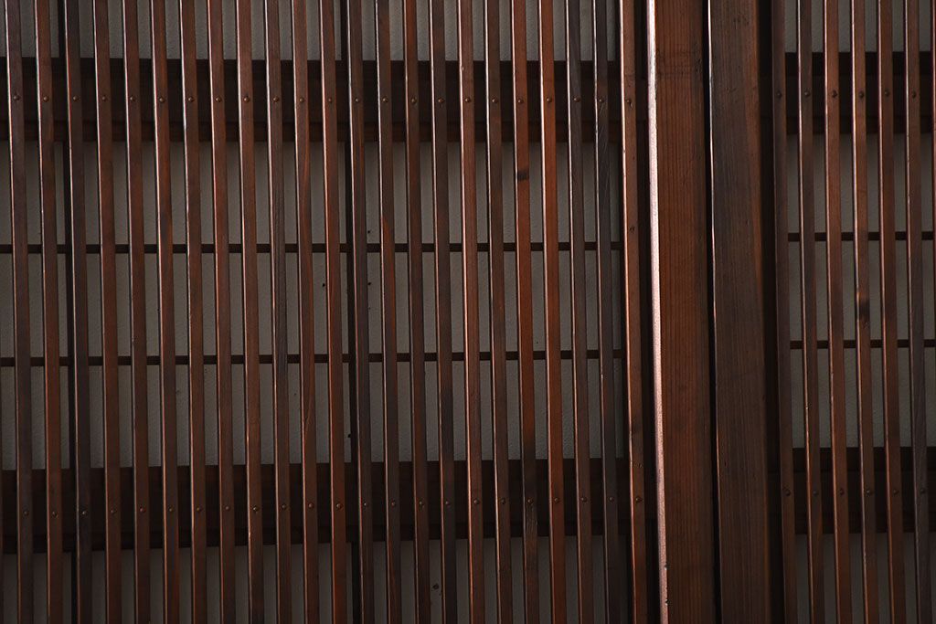 アンティーク　モールガラス入り!古い木の格子戸4枚セット