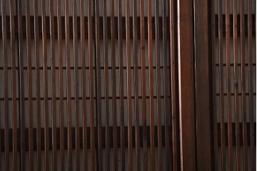 アンティーク　モールガラス入り!古い木の格子戸4枚セット