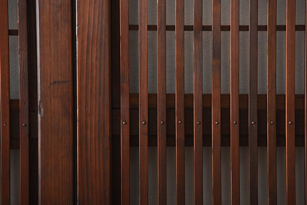 アンティーク　モールガラス入り!古い木の格子戸4枚セット