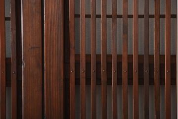 アンティーク　モールガラス入り!古い木の格子戸4枚セット