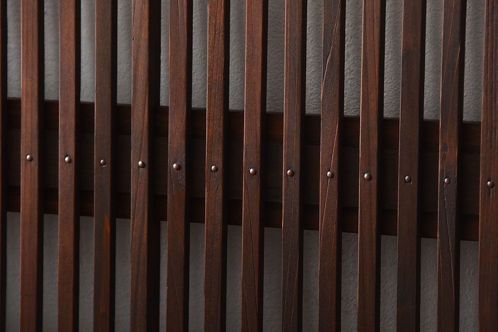 アンティーク　モールガラス入り!古い木の格子戸4枚セット