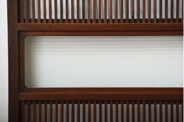 アンティーク　モールガラス入り!古い木の格子戸4枚セット