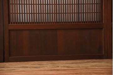 アンティーク　モールガラス入り!古い木の格子戸4枚セット