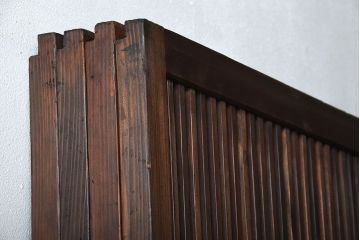 アンティーク　モールガラス入り!古い木の格子戸4枚セット