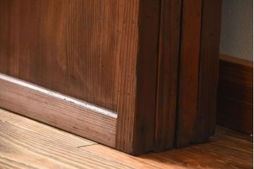 アンティーク　モールガラス入り!古い木の格子戸4枚セット