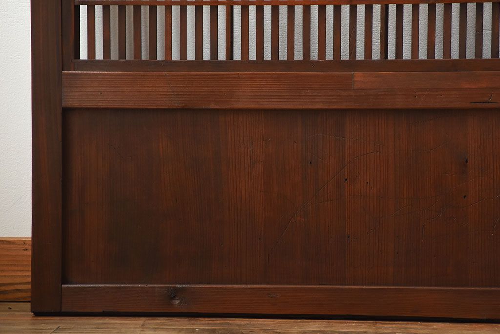 アンティーク　モールガラス入り!古い木の格子戸4枚セット