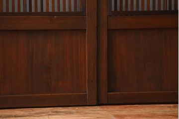 アンティーク　モールガラス入り!古い木の格子戸4枚セット