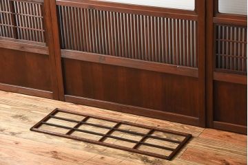 アンティーク　モールガラス入り!古い木の格子戸4枚セット