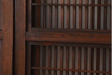 アンティーク　モールガラス入り!古い木の格子戸4枚セット