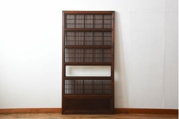 古民具・骨董　裏障子付き!腰板欅材の上質なアンティーク格子戸(1)