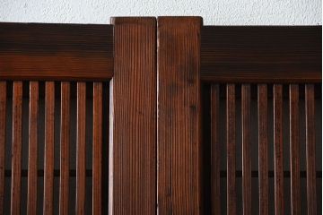 古民具・骨董　モールガラス入り!腰板欅材の裏障子付きアンティーク格子戸4枚セット