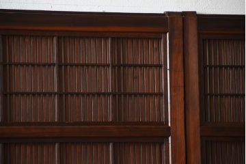 古民具・骨董　モールガラス入り!腰板欅材の裏障子付きアンティーク格子戸4枚セット