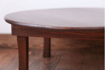 レトロ家具　昭和レトロ　古い木製のアンティーク丸型ちゃぶ台(2)