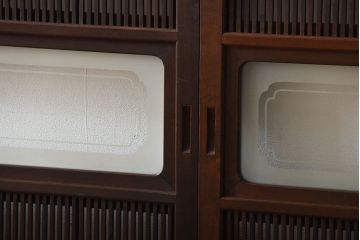 古民具・骨董　裏障子付き!腰板欅材の上質なアンティーク格子戸(2)