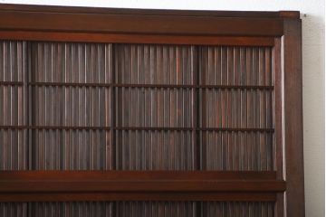 古民具・骨董　裏障子付き!腰板欅材の上質なアンティーク格子戸(3)