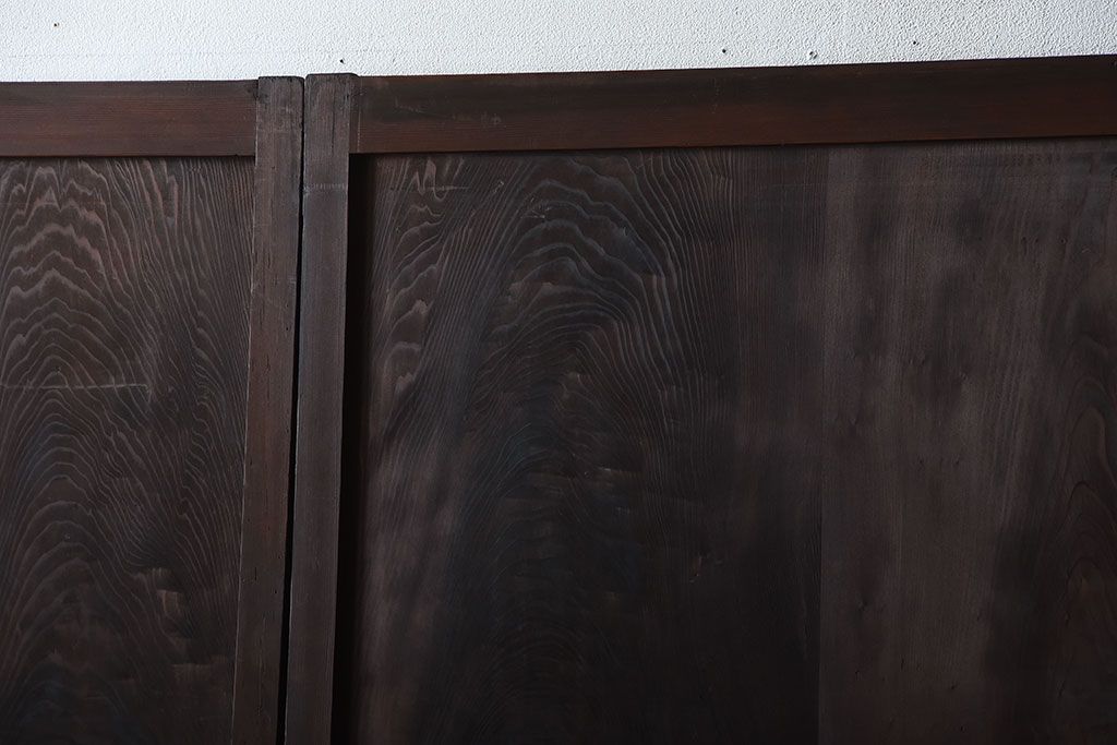 古民具・骨董　色ガラス入り!モダンなガラス帯戸4枚セット