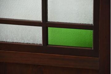 古民具・骨董　色ガラス入り!モダンなガラス帯戸4枚セット