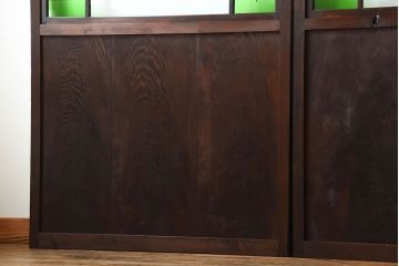 古民具・骨董　色ガラス入り!モダンなガラス帯戸4枚セット