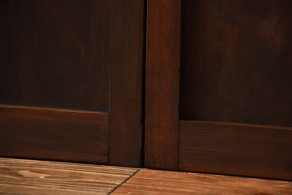 古民具・骨董　色ガラス入り!モダンなガラス帯戸4枚セット