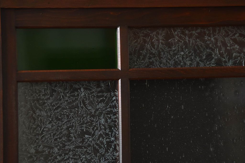 古民具・骨董　色ガラス入り!モダンなガラス帯戸4枚セット