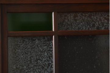 古民具・骨董　色ガラス入り!モダンなガラス帯戸4枚セット