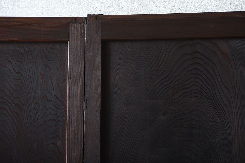 古民具・骨董　色ガラス入り!モダンなガラス帯戸4枚セット