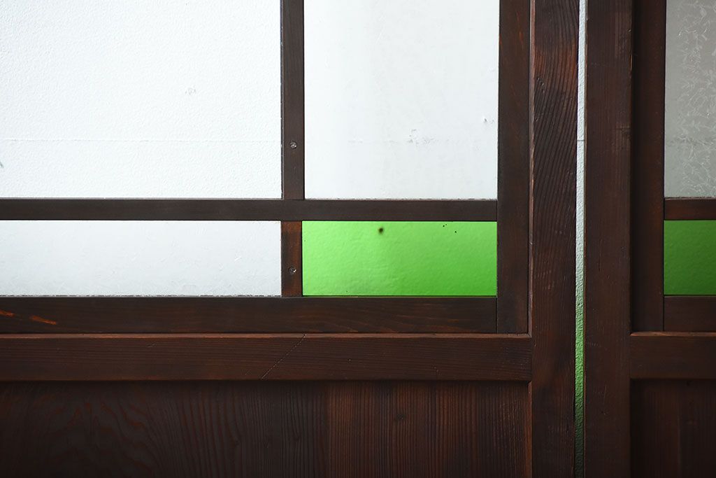 古民具・骨董　色ガラス入り!モダンなガラス帯戸4枚セット