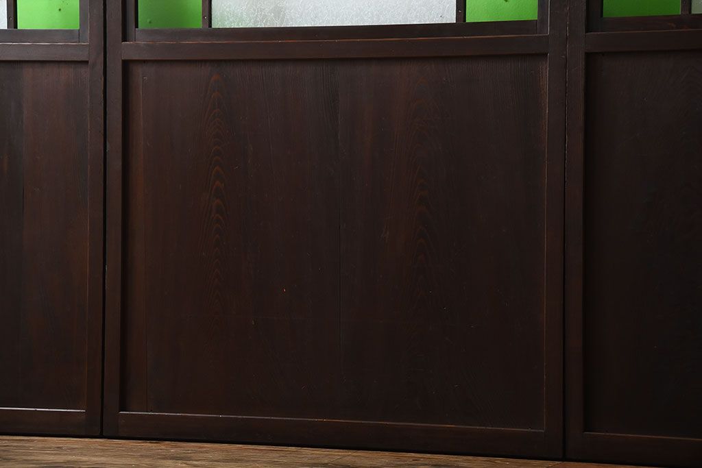 古民具・骨董　色ガラス入り!モダンなガラス帯戸4枚セット