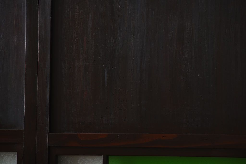 古民具・骨董　色ガラス入り!モダンなガラス帯戸2枚セット