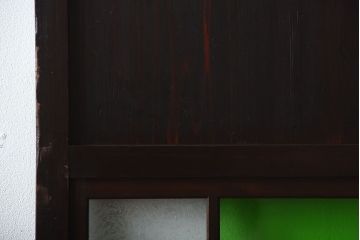 古民具・骨董　色ガラス入り!モダンなガラス帯戸2枚セット