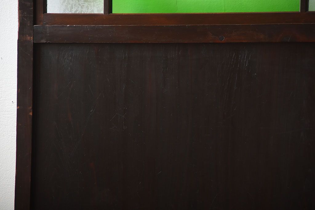 古民具・骨董　色ガラス入り!モダンなガラス帯戸2枚セット