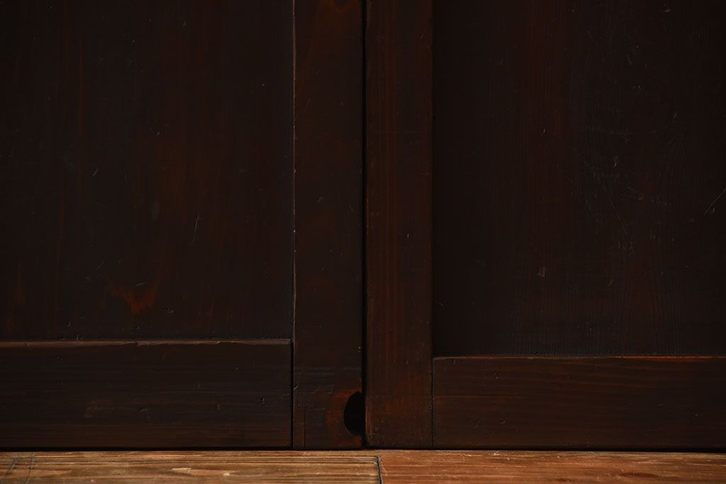 古民具・骨董　色ガラス入り!モダンなガラス帯戸2枚セット