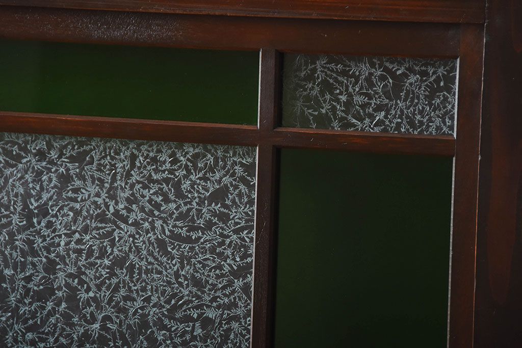 古民具・骨董　色ガラス入り!モダンなガラス帯戸2枚セット