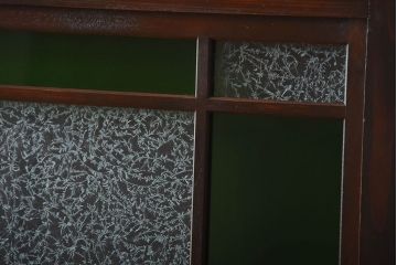 古民具・骨董　色ガラス入り!モダンなガラス帯戸2枚セット