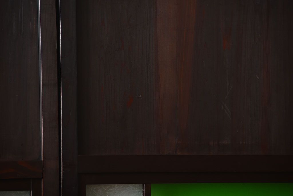 古民具・骨董　色ガラス入り!モダンなガラス帯戸2枚セット