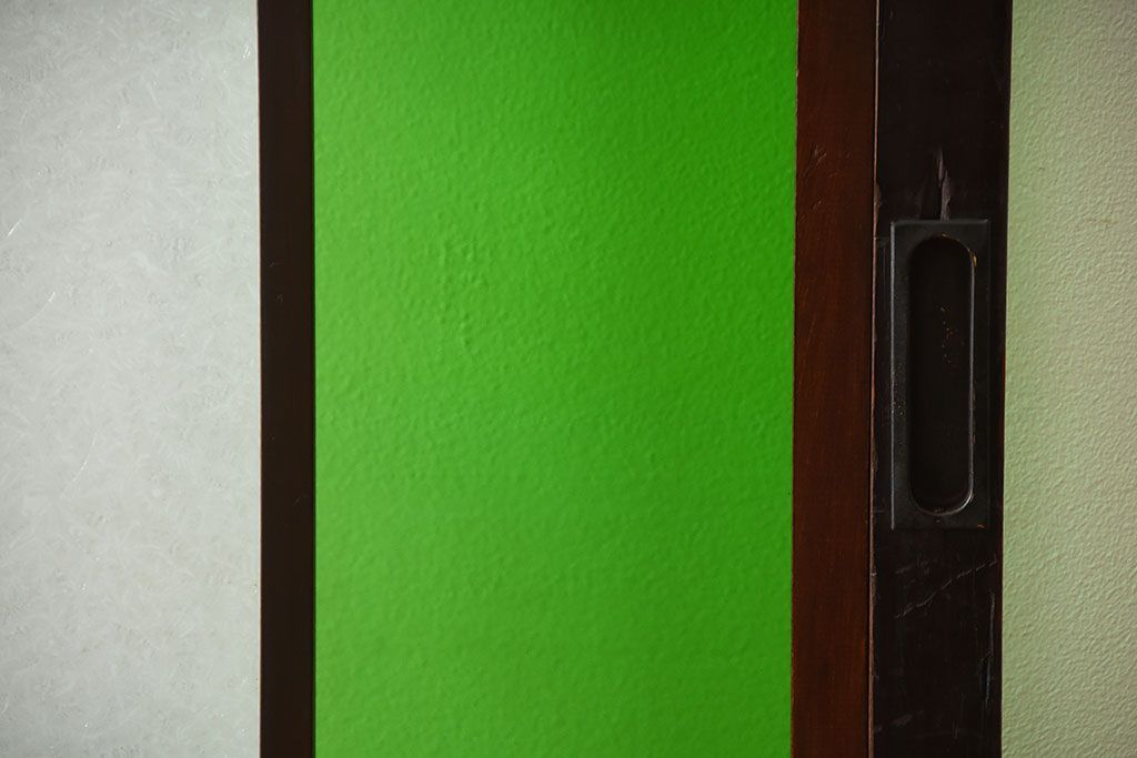 古民具・骨董　色ガラス入り!モダンなガラス帯戸2枚セット