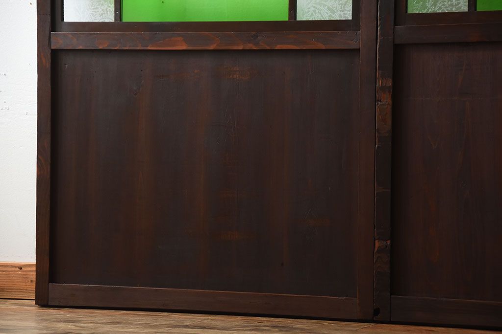 古民具・骨董　色ガラス入り!モダンなガラス帯戸2枚セット