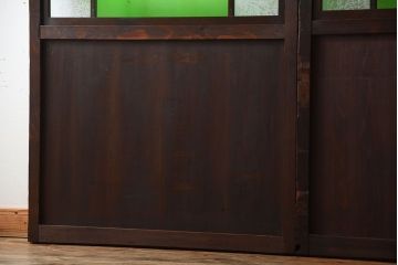 古民具・骨董　色ガラス入り!モダンなガラス帯戸2枚セット