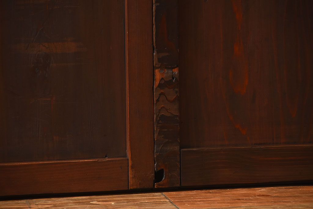 古民具・骨董　色ガラス入り!モダンなガラス帯戸2枚セット